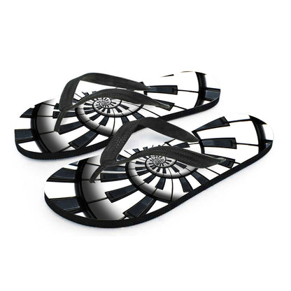 Spiral Piano Keyboard Print Flip Flops