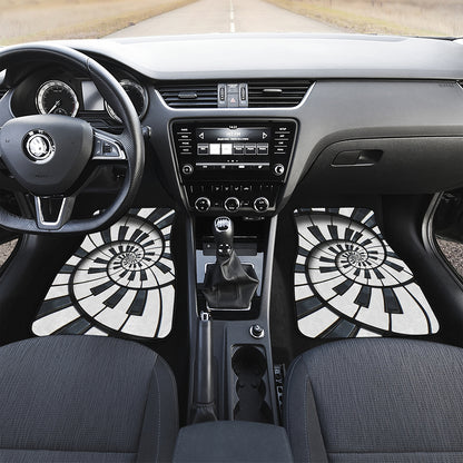 Spiral Piano Keyboard Print Front and Back Car Floor Mats
