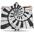 Spiral Piano Keyboard Print Hooded Blanket
