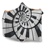 Spiral Piano Keyboard Print Hooded Blanket