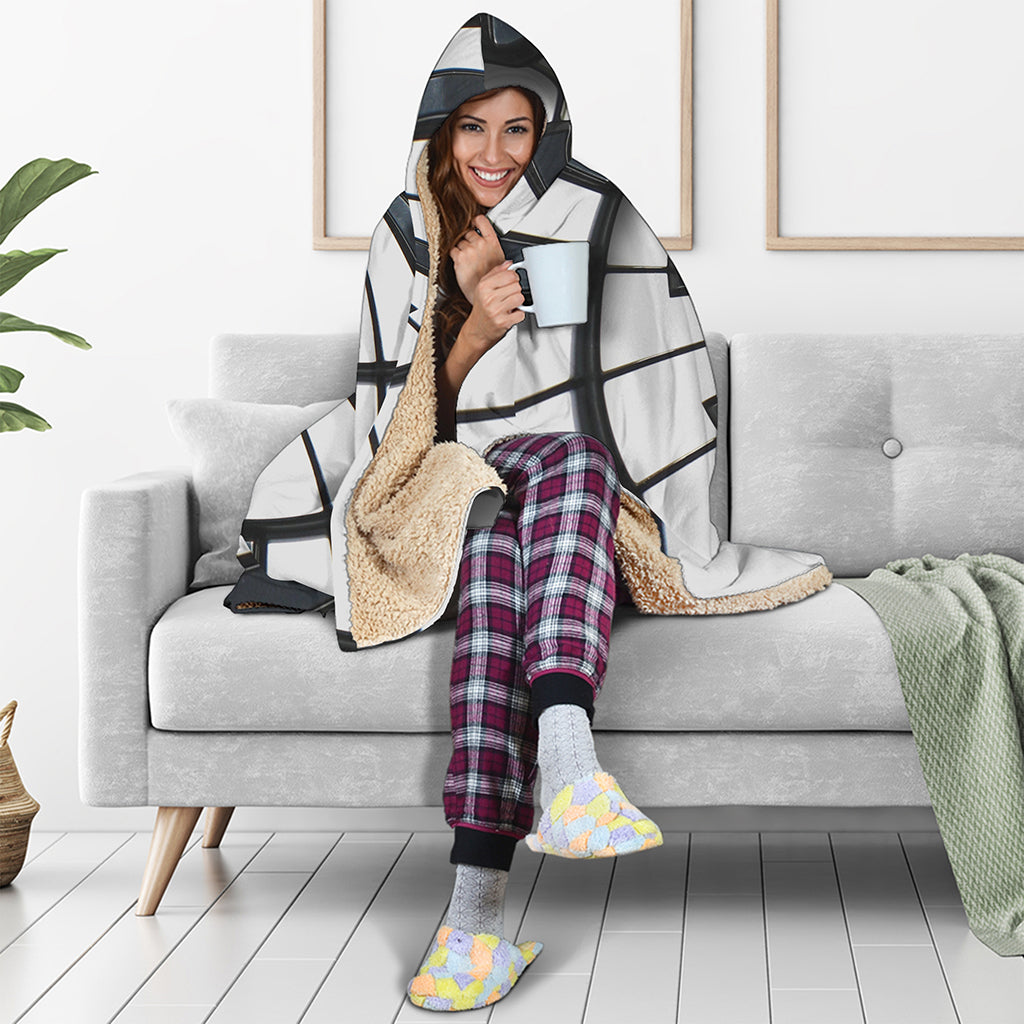 Spiral Piano Keyboard Print Hooded Blanket