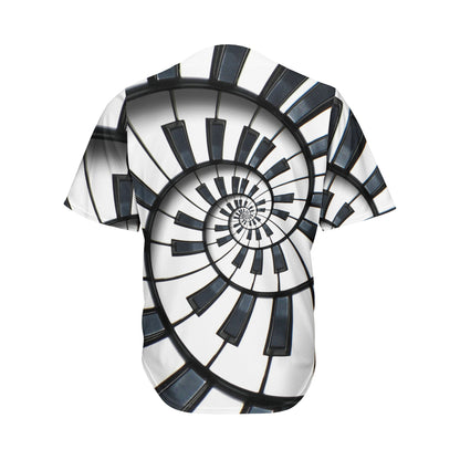 Spiral Piano Keyboard Print Men's Baseball Jersey