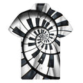 Spiral Piano Keyboard Print Men's Short Sleeve Shirt