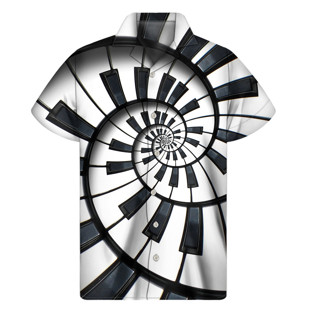 Spiral Piano Keyboard Print Men's Short Sleeve Shirt