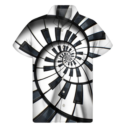 Spiral Piano Keyboard Print Men's Short Sleeve Shirt