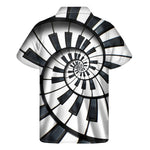 Spiral Piano Keyboard Print Men's Short Sleeve Shirt