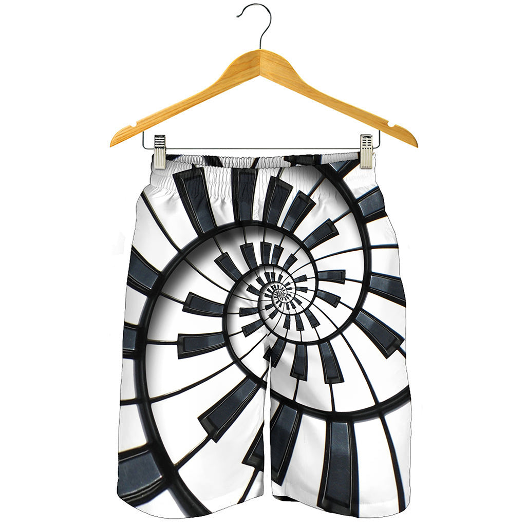Spiral Piano Keyboard Print Men's Shorts