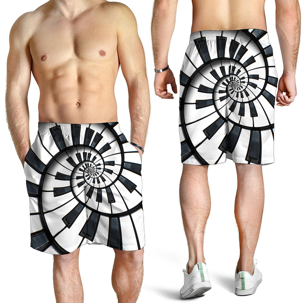 Spiral Piano Keyboard Print Men's Shorts