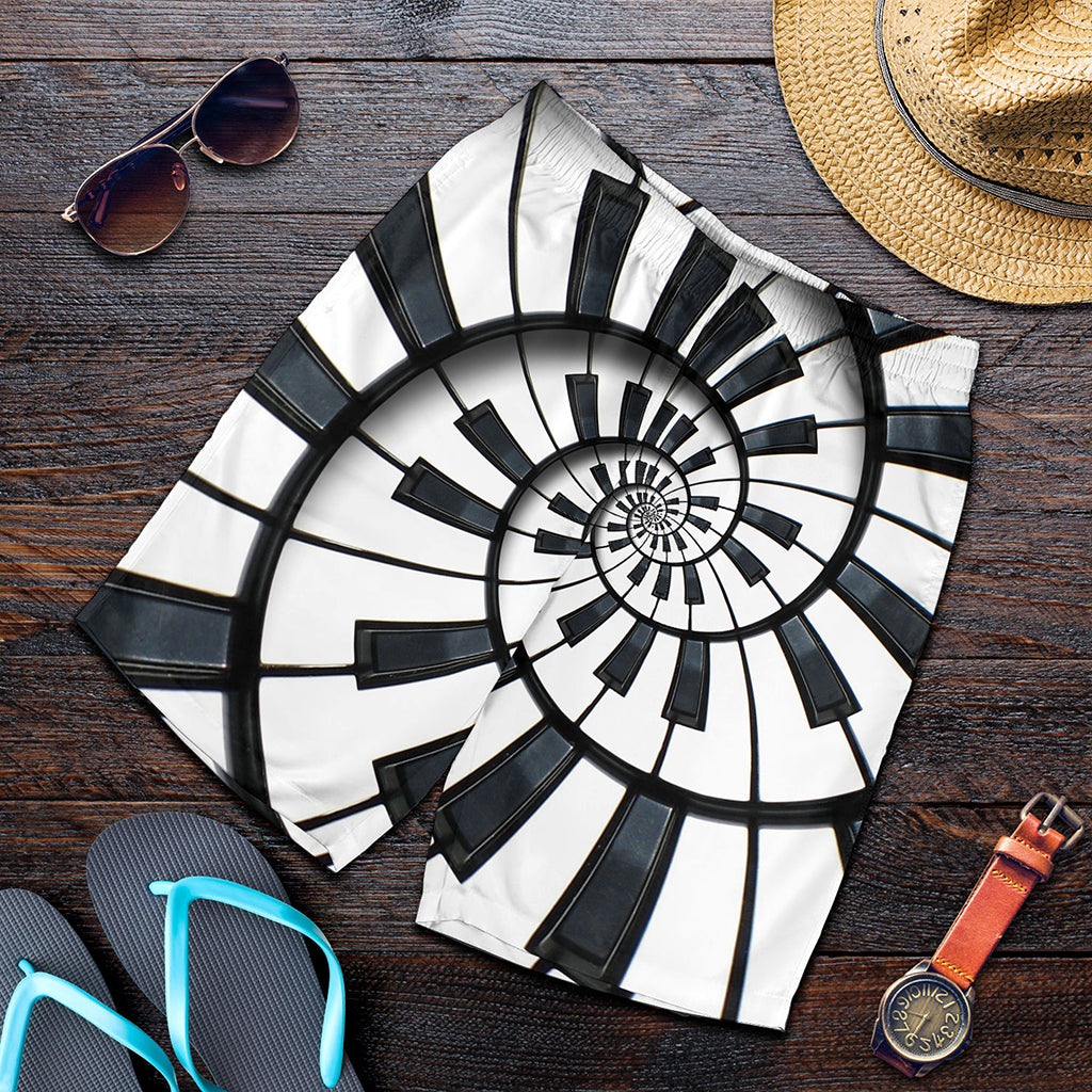 Spiral Piano Keyboard Print Men's Shorts