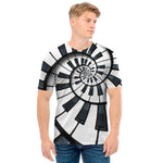 Spiral Piano Keyboard Print Men's T-Shirt