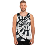 Spiral Piano Keyboard Print Men's Tank Top