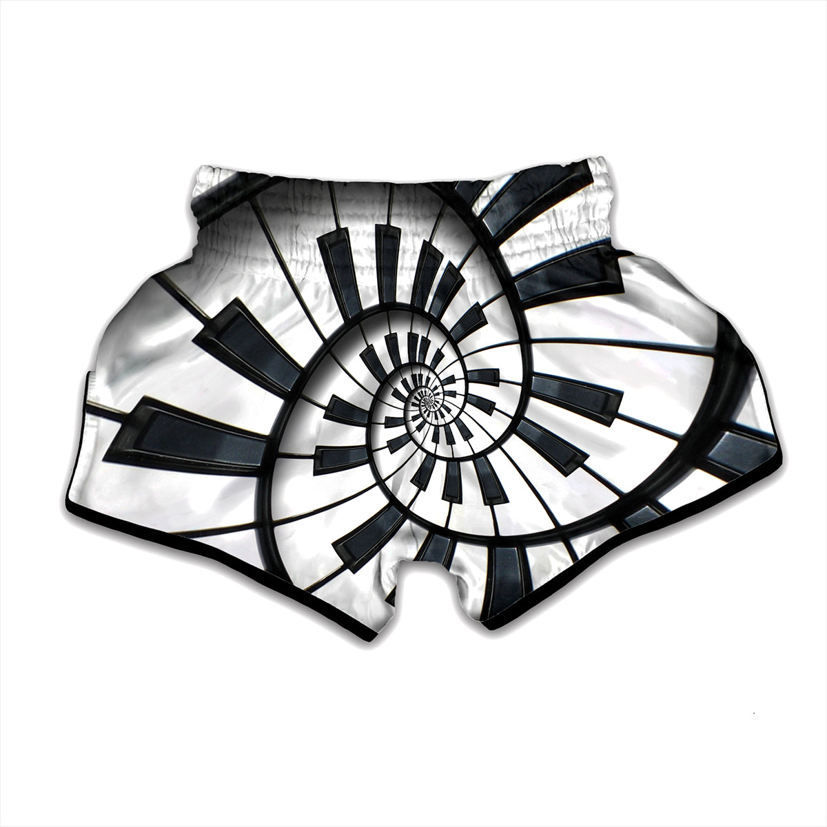 Spiral Piano Keyboard Print Muay Thai Boxing Shorts