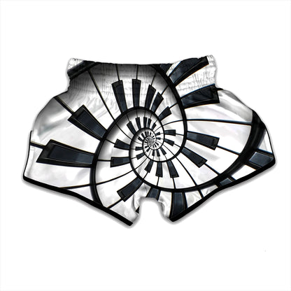 Spiral Piano Keyboard Print Muay Thai Boxing Shorts