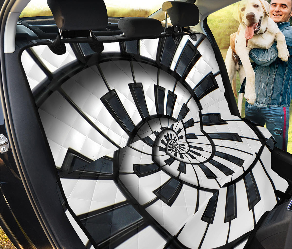 Spiral Piano Keyboard Print Pet Car Back Seat Cover