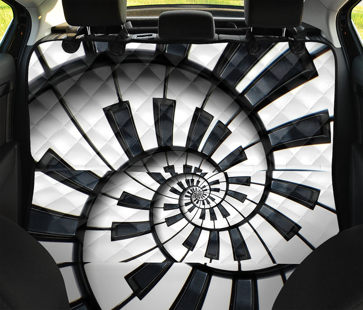 Spiral Piano Keyboard Print Pet Car Back Seat Cover