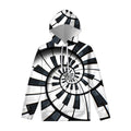 Spiral Piano Keyboard Print Pullover Hoodie