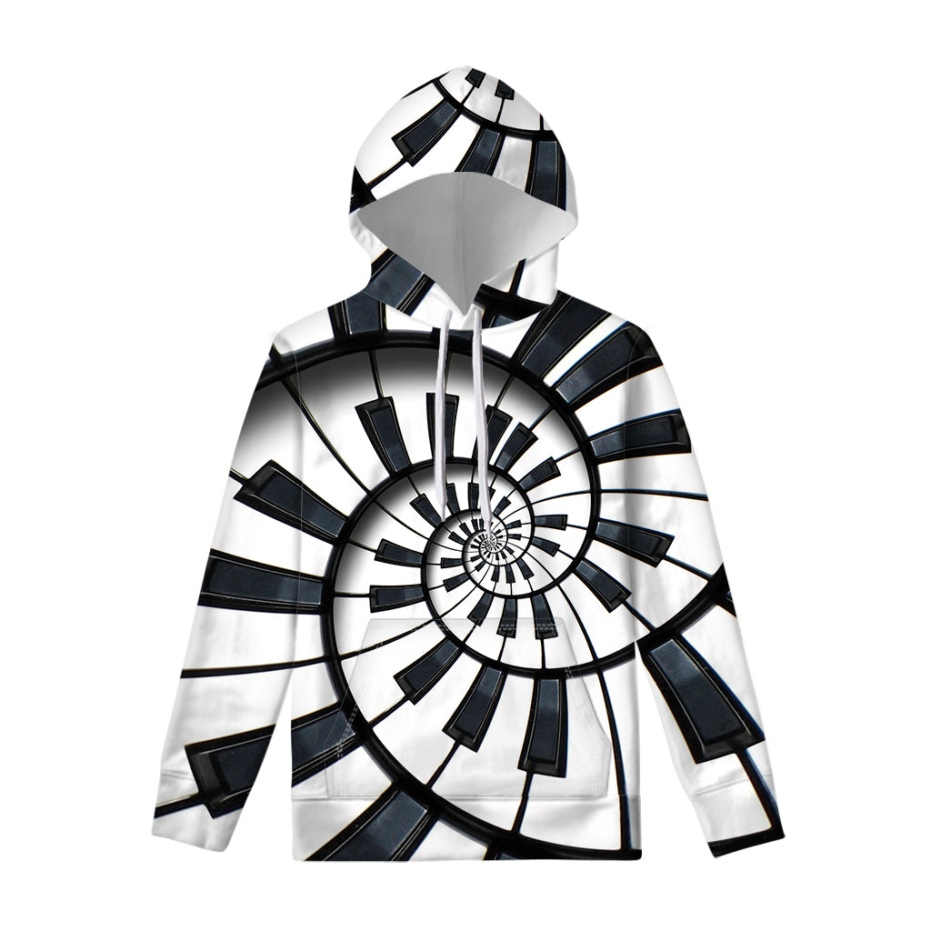 Spiral Piano Keyboard Print Pullover Hoodie