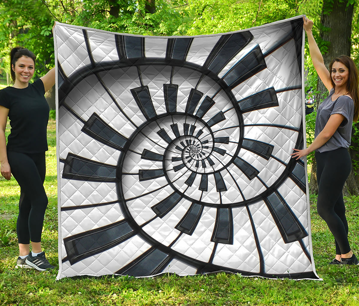Spiral Piano Keyboard Print Quilt