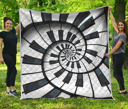 Spiral Piano Keyboard Print Quilt