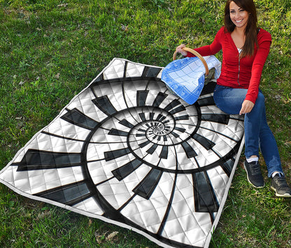 Spiral Piano Keyboard Print Quilt