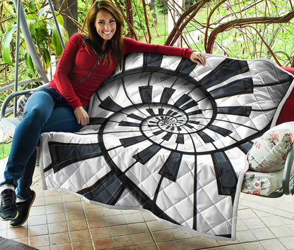 Spiral Piano Keyboard Print Quilt