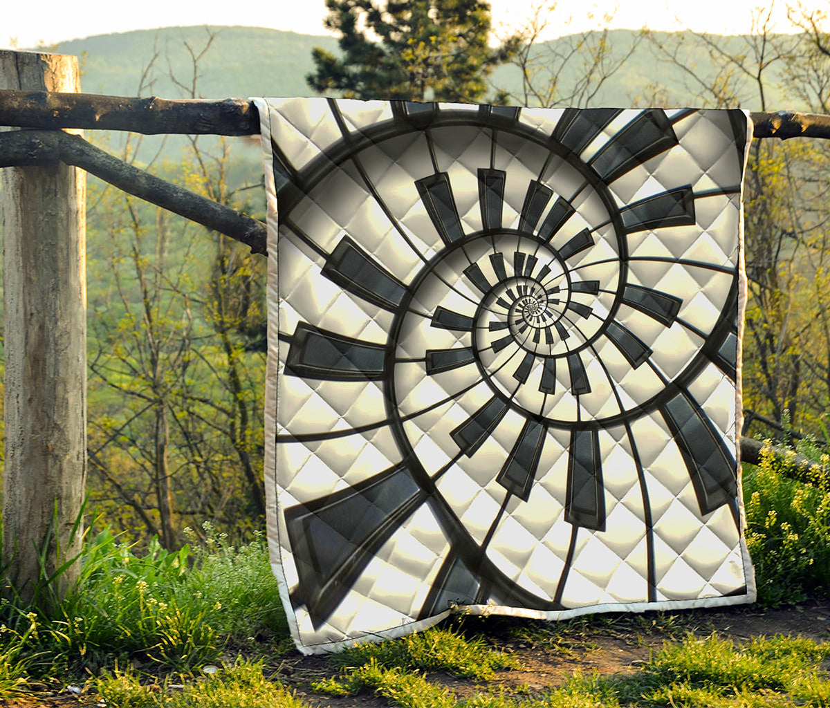 Spiral Piano Keyboard Print Quilt