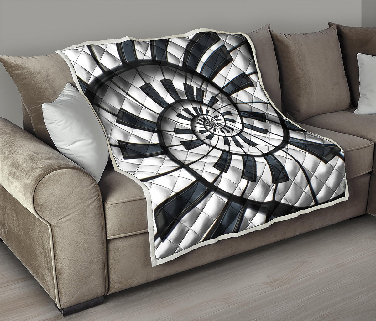 Spiral Piano Keyboard Print Quilt