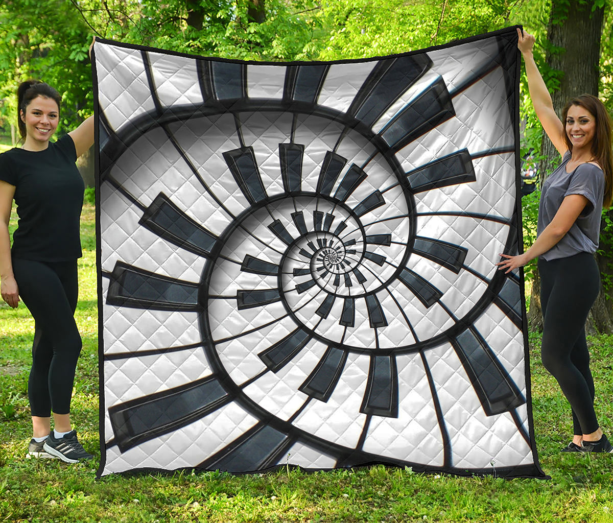 Spiral Piano Keyboard Print Quilt