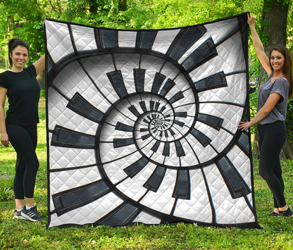 Spiral Piano Keyboard Print Quilt