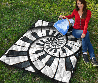 Spiral Piano Keyboard Print Quilt
