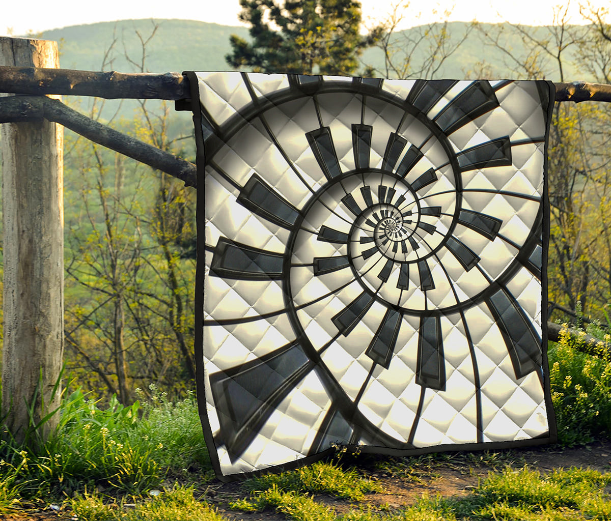 Spiral Piano Keyboard Print Quilt