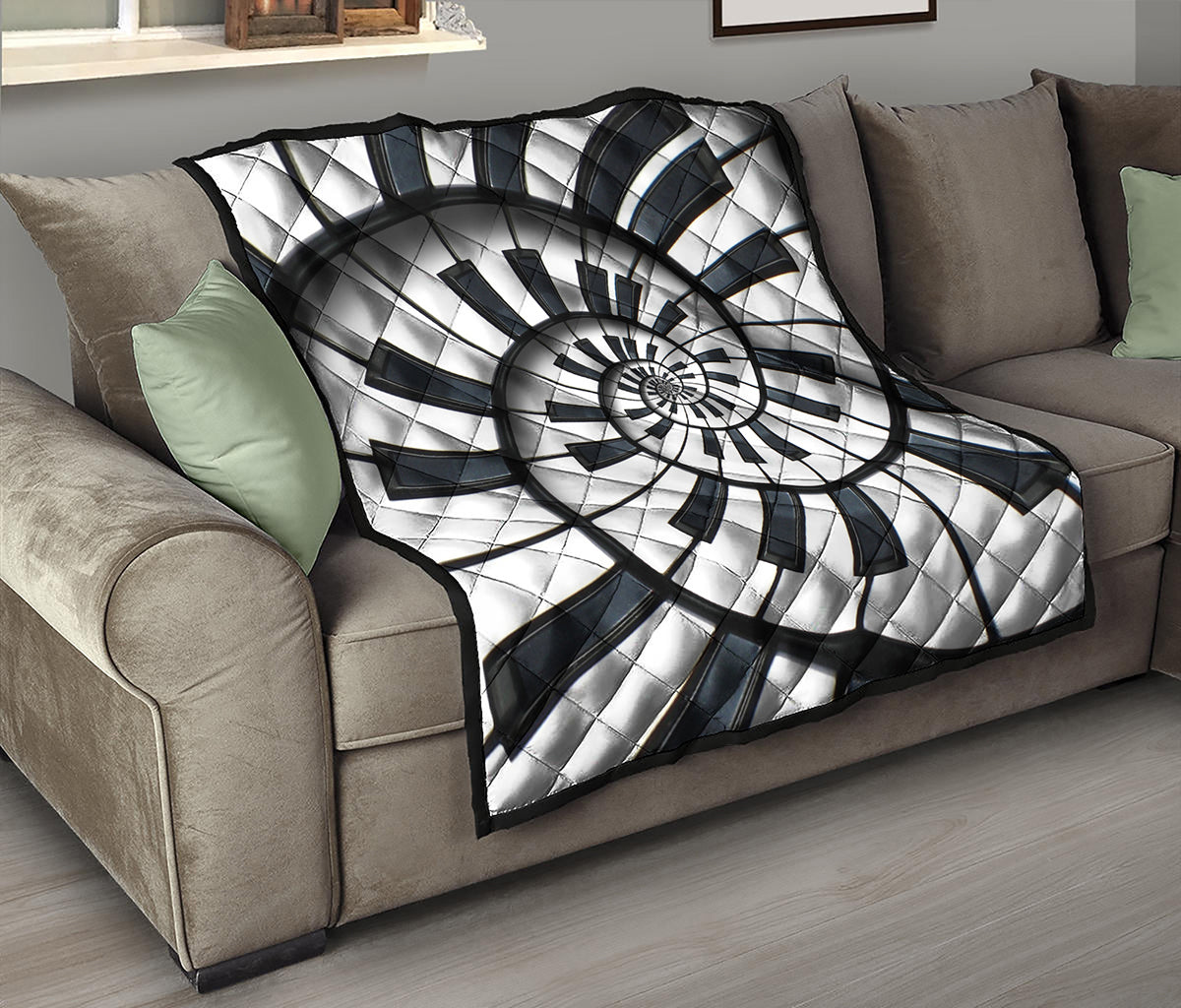 Spiral Piano Keyboard Print Quilt