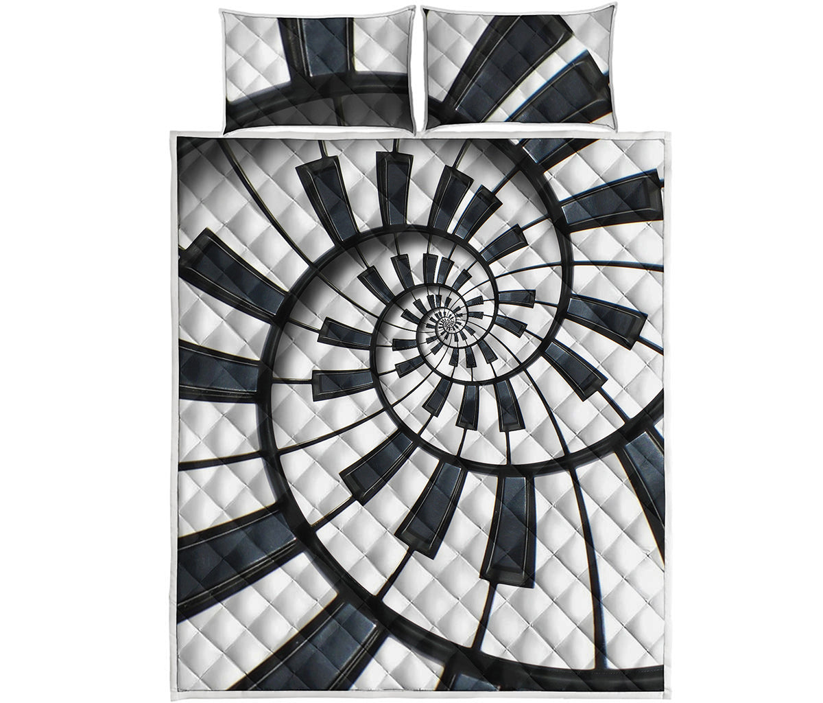 Spiral Piano Keyboard Print Quilt Bed Set