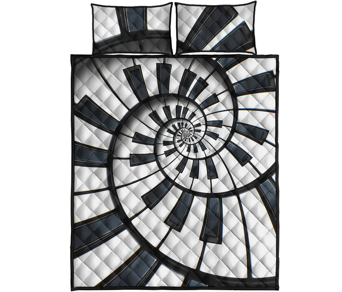 Spiral Piano Keyboard Print Quilt Bed Set