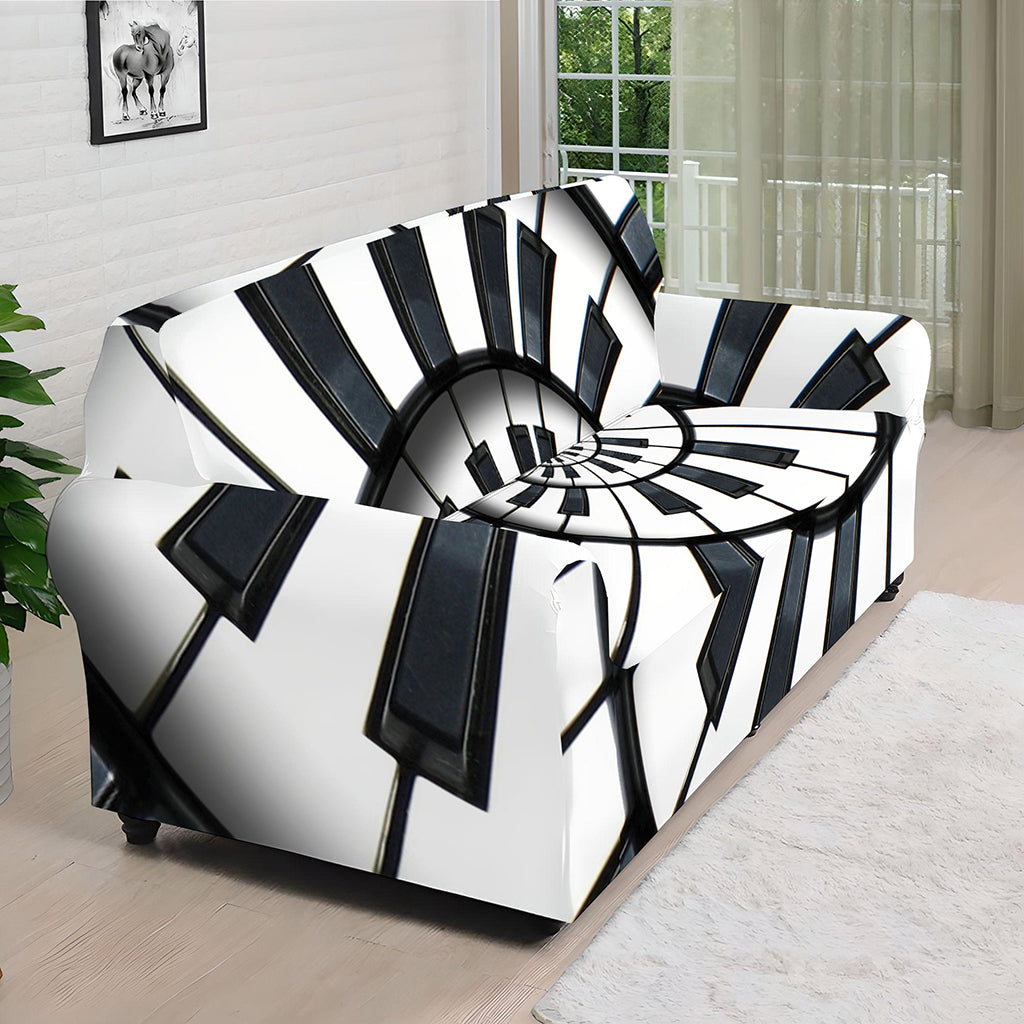 Spiral Piano Keyboard Print Sofa Cover