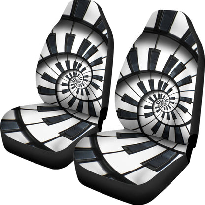 Spiral Piano Keyboard Print Universal Fit Car Seat Covers