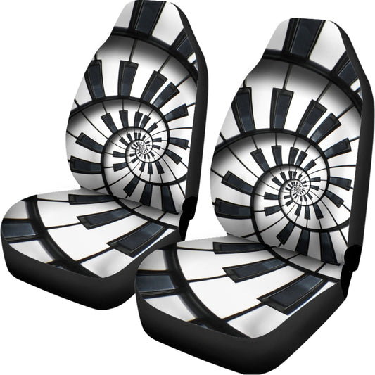 Spiral Piano Keyboard Print Universal Fit Car Seat Covers