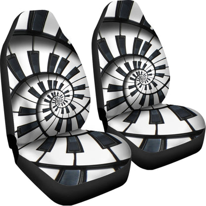 Spiral Piano Keyboard Print Universal Fit Car Seat Covers