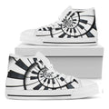 Spiral Piano Keyboard Print White High Top Sneakers