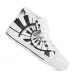 Spiral Piano Keyboard Print White High Top Shoes