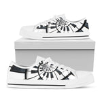Spiral Piano Keyboard Print White Low Top Shoes