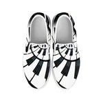 Spiral Piano Keyboard Print White Slip On Shoes