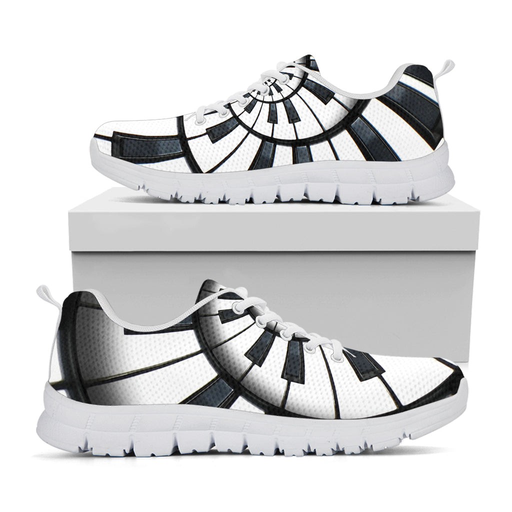 Spiral Piano Keyboard Print White Sneakers