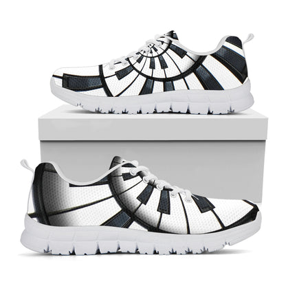 Spiral Piano Keyboard Print White Sneakers