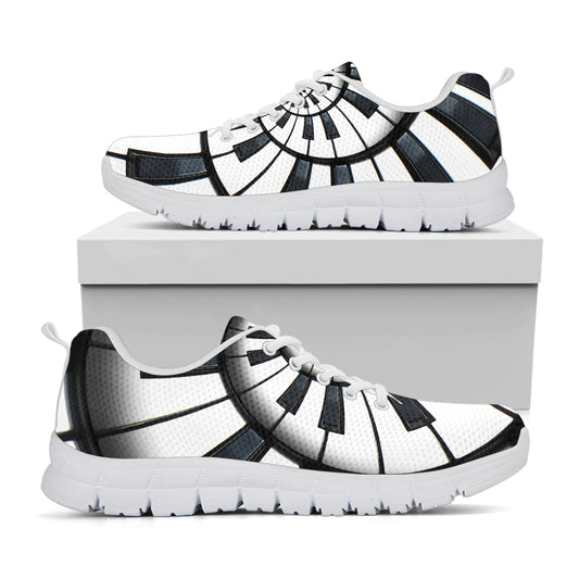 Spiral Piano Keyboard Print White Sneakers