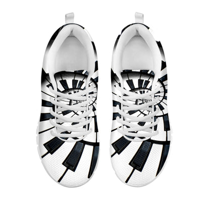 Spiral Piano Keyboard Print White Sneakers