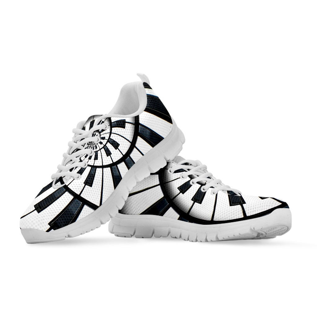 Spiral Piano Keyboard Print White Sneakers