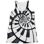 Spiral Piano Keyboard Print Women's Racerback Tank Top