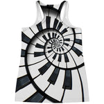 Spiral Piano Keyboard Print Women's Racerback Tank Top