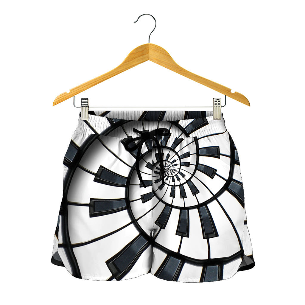 Spiral Piano Keyboard Print Women's Shorts